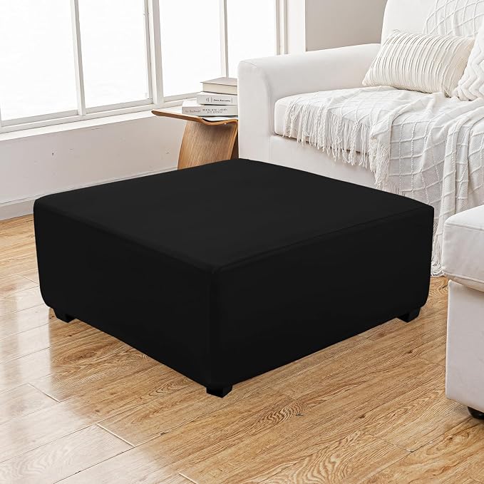 Super Stretch 40x40x15 inch Square Ottoman Cover- Soft Form Fit Ottoman Cover - Image 2