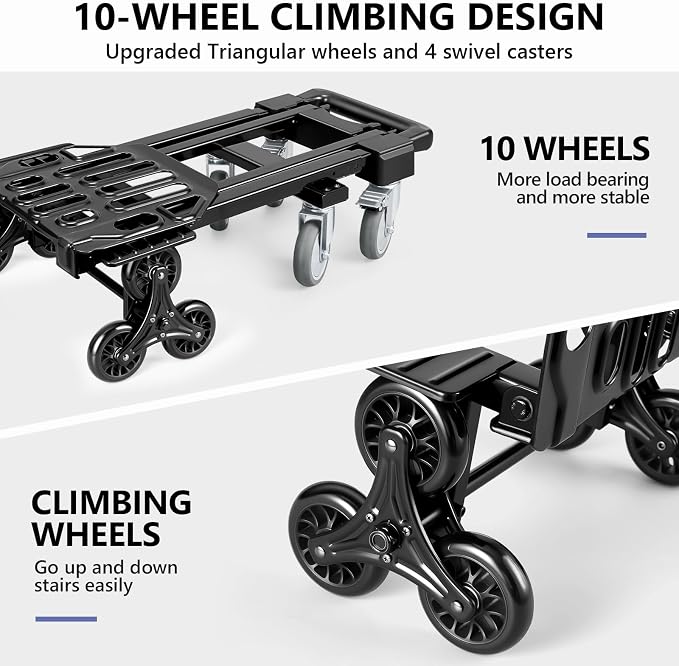 KEDSUM 3-in-1 Convertible Stair Climbing Dolly, 660LBS Heavy Duty Dolly Cart - Image 3