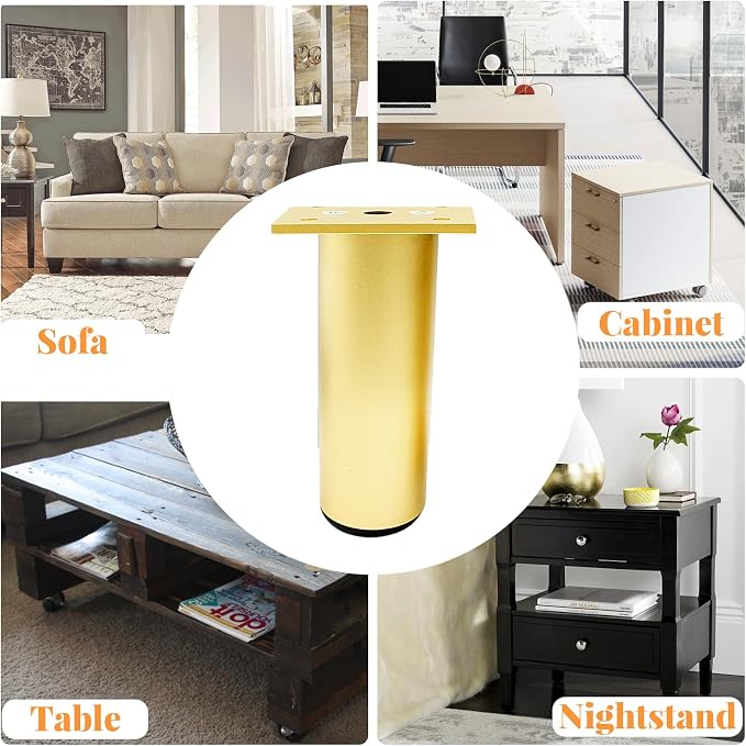 Set of 4 Aluminum Alloy Furniture Legs 4 Inch Height, 1.5 Inch Diameter - Image 5