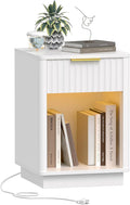 Akxomel Fluted Nightstand, Wooden Night Stand by Akxomel