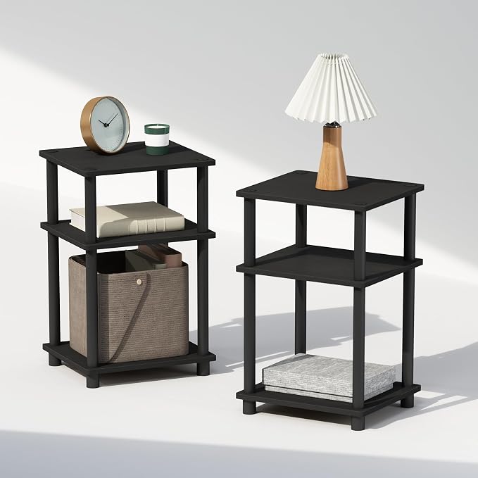 Furinno Just 3-Tier Turn-N-Tube Open Storage Nightstand, Plastic Poles by Furinno-FitsYourSpaceFitsYourBudget