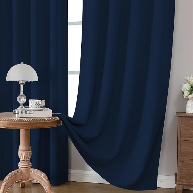 CUCRAF Navy Blue Blackout Curtains 108 inch Length 2 Panels Set, Rod Pocket - Image 5