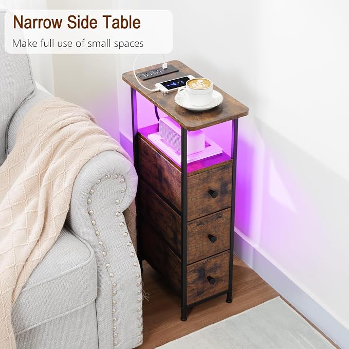 LOAKEKEL Narrow End Tables Living Room Set of 2 - Image 4