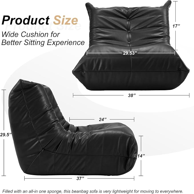 Hobestluk Giant Bean Bag Chair Lazy Floor Sofa, Memory Foam Fireside Sofa - Image 2