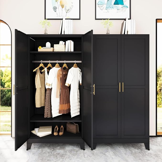 erosoei 71 "Metal Armoire Wardrobe Closet, Steel Clothing Storage Cabinet by erosoei