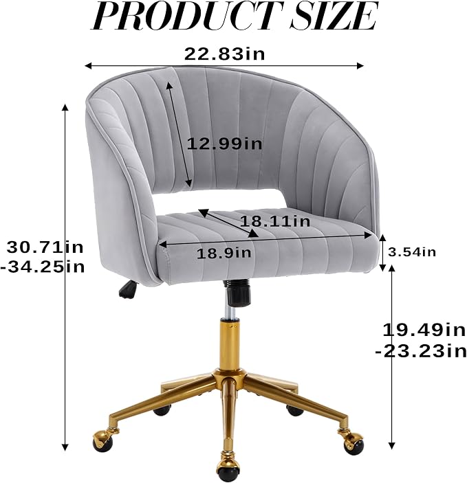 Home Office Chair Swivel Velvet Desk Chair Accent Armchair Upholstered Modern - Image 3
