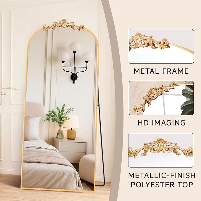 MISSDAY Vintage Baroque Full Length Mirror, Full Metal Frame Stand Up Retro - Image 3