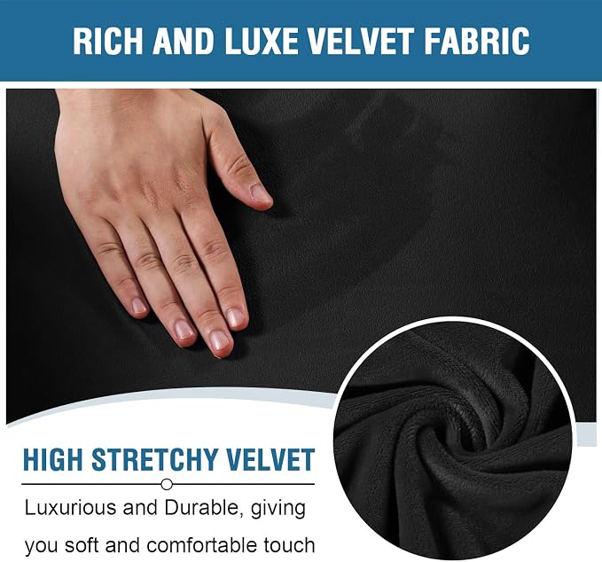 H.VERSAILTEX Velvet Stretch Recliner Couch Covers 6-Pieces Recliner Loveseat - Image 3