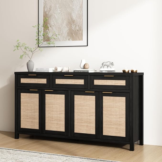 HOKYHOKY Rattan Sideboard Buffet Cabinet, Boho Storage Cabinet - Image 7