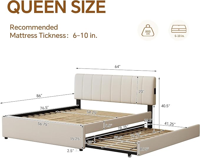 Queen Size Upholstered Platform Bed - Image 2