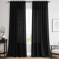 Nanspring Black 102 Inch Linen Curtains by Nanspring