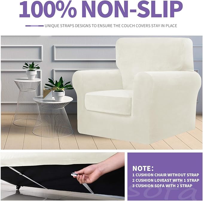 ZNSAYOTX Oversized Velvet 3 Piece Couch Cover - Image 5