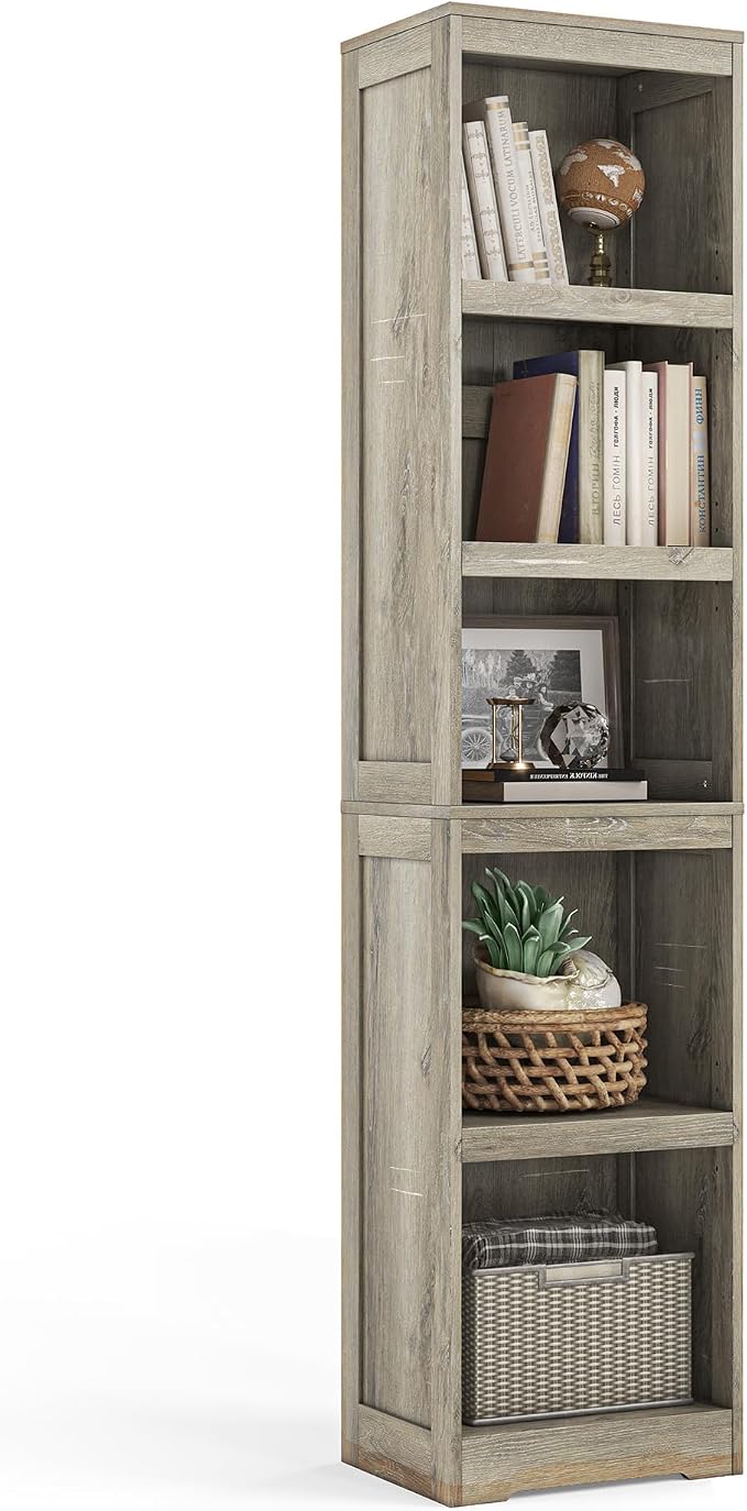 LINSY HOME 5-Shelf Bookcase, Narrow Bookshelves Floor Standing Storage Shelves by LINSYHOME
