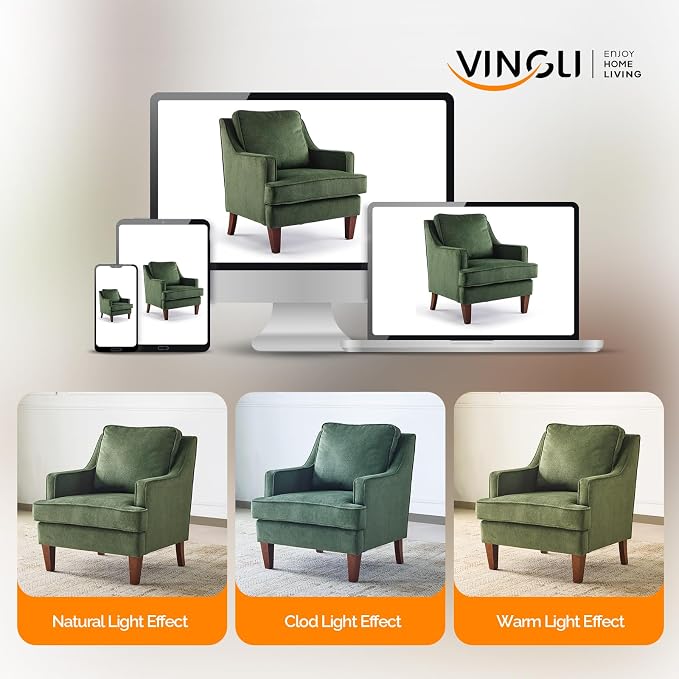 VINGLI Green Accent Chair, Mid Century Modern Chairs, Upholstered Armchair - Image 9