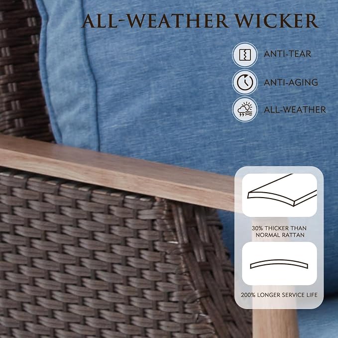 MELLCOM Patio Furniture Set, Weather Resistant Olefin Fabric - Image 4
