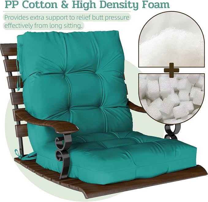 Outdoor Chair Cushion, High Back Soft Seat Pad - Image 4