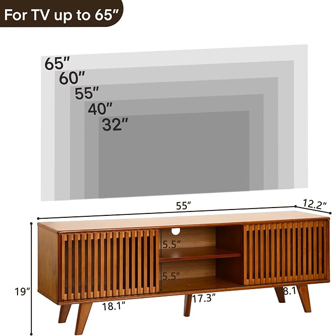 Bamboo TV Stand for TVs up to 65", Accent Entertainment Center - Image 2