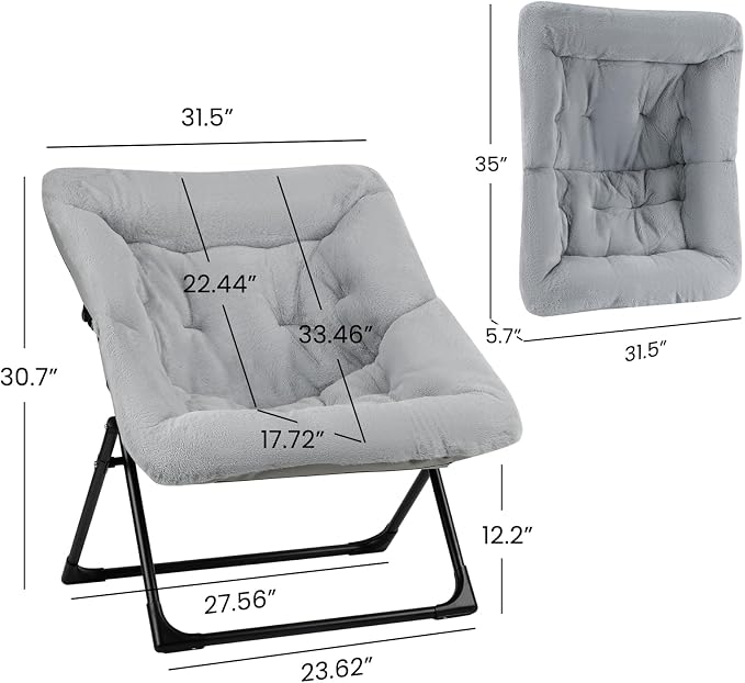Comfy Saucer Chair for Adults, Soft Faux Fur Bedroom Chair, Accent Dorm Chairs - Image 3