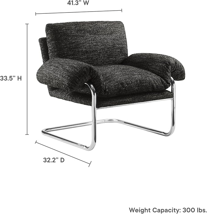 Modway Ansel Boucle Accent Chair in Charcoal - Image 3
