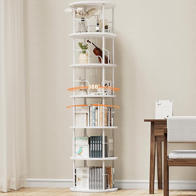 ALLSTAND 6 Tier Rotating Bookshelf, 360 ° Display Stackable Spinning Bookshelf by ALLSTAND
