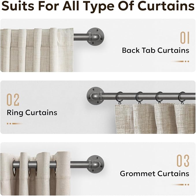 Zeerobee Curtain Rods for Windows 120 to 240, 1 Inch Industrial Wrap Around - Image 8