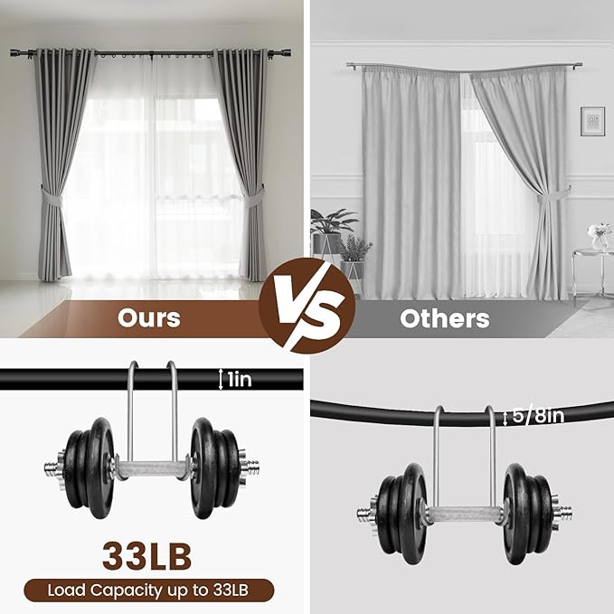 1” Diameter Curtain Rods Itself is 30 to 170 inch 1 Pack Fit 30-168 inch Window - Image 4
