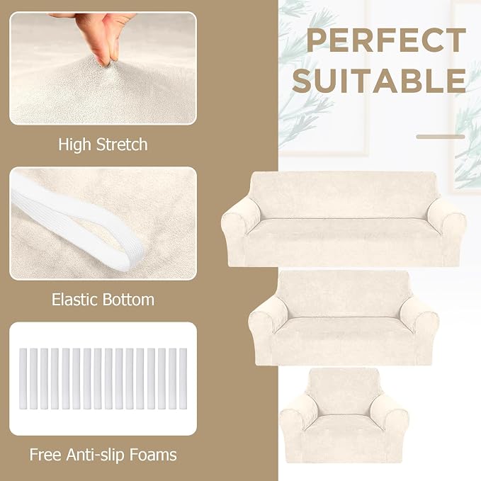 Peryiter 3 Pcs Couch and Loveseat Covers Set Sofa Cover - Image 3