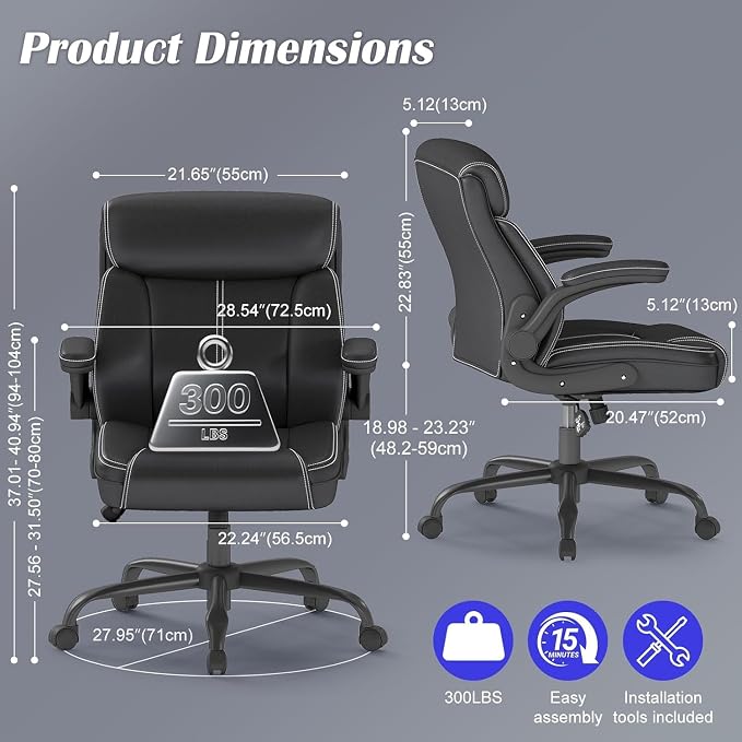 AnyGod 1Pcs Office Chair for Men Women Home Office Pu Leather High Back 360 - Image 3