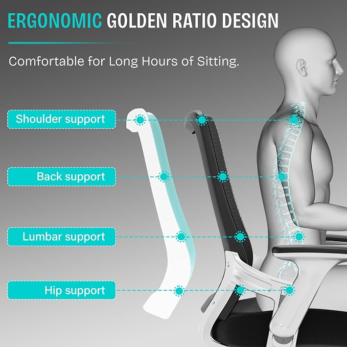 SUNNOW Office Chair, Ergonomic Computer Desk Chair, Sturdy Executive Task Chair - Image 4
