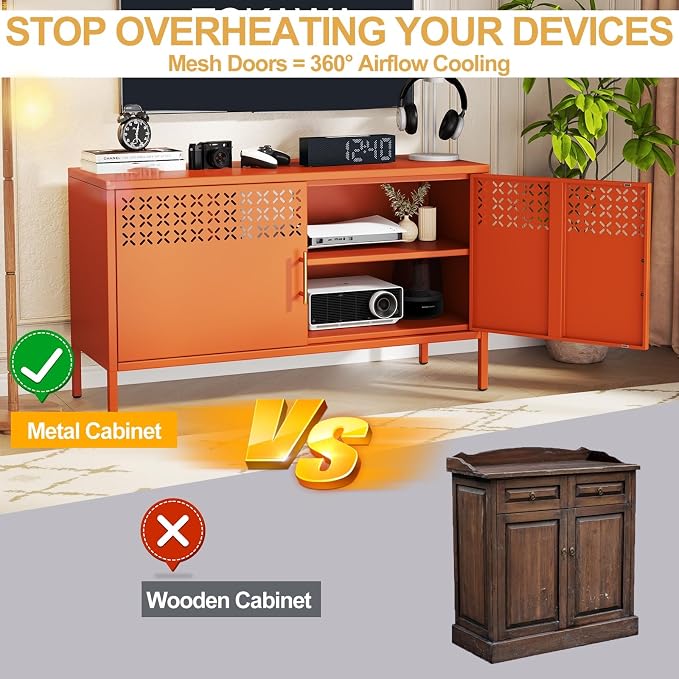 GDNVBRDS Metal Storage Cabinet, 2-Door Short Locker Cabinets - Image 3