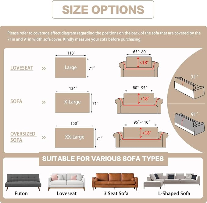 DREAMINGO Sofa Covers Washable Thick Chenille Couch Cover - Image 2