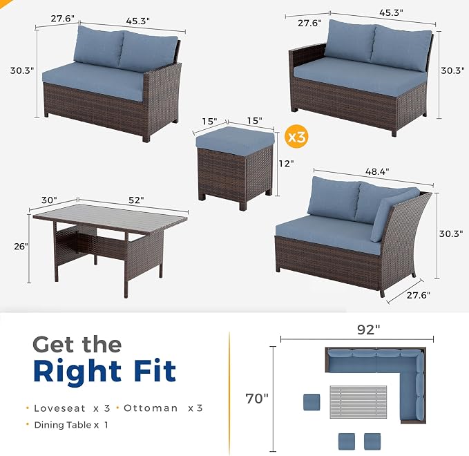 Wisteria Lane 7 Piece Patio Furniture Set, High Curved Back Wicker Patio - Image 2