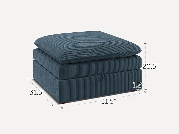 HONBAY Corduroy Ottoman, 31.5 Inch Square Ottoman Bench - Image 2