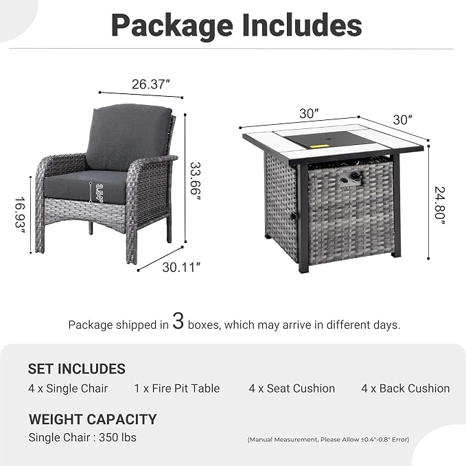ovios 5-Piece Patio Furniture Set, Outdoor Wicker Sofa - Image 9