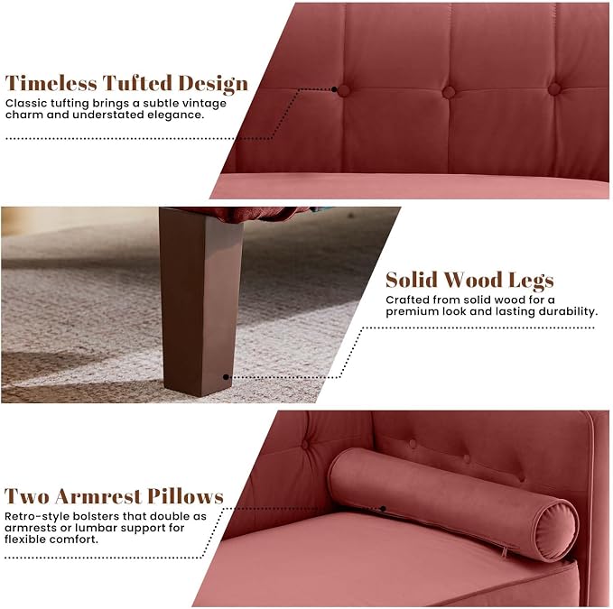 Dreamsir 78'' W Velvet Sofa, Mid-Century Love Seats Sofa Furniture - Image 5