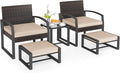 Tangkula 5 Pieces Wicker Patio Conversation Set, Outdoor PE Rattan Chair by TANGKULA