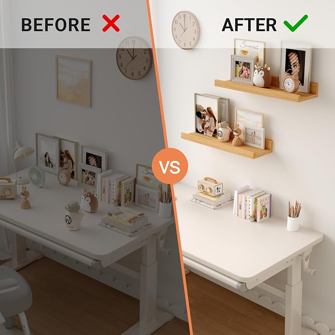 Floating Shelves for Wall, 16 inch Wood Floating Shelves Set of 2, Picture - Image 7