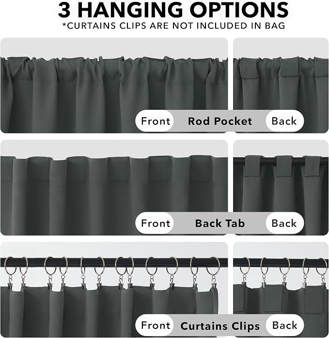 Deconovo Long Blackout Patio Door Curtains Back Tab and Rod Pocket Thermal - Image 2