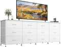 WLIVE 75.5'' White Dresser for Bedroom, TV Stand for 85, 65 Inch TV, 12 Drawer by WLIVE