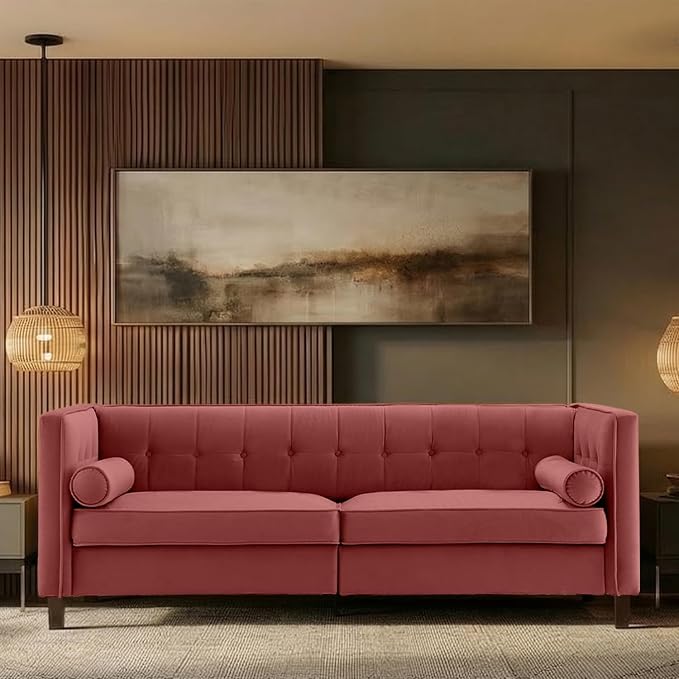 Dreamsir 78'' W Velvet Sofa, Mid-Century Love Seats Sofa Furniture by Dreamsir