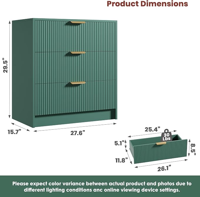 Garvee 3 Drawer Dresser for Bedroom - Image 2
