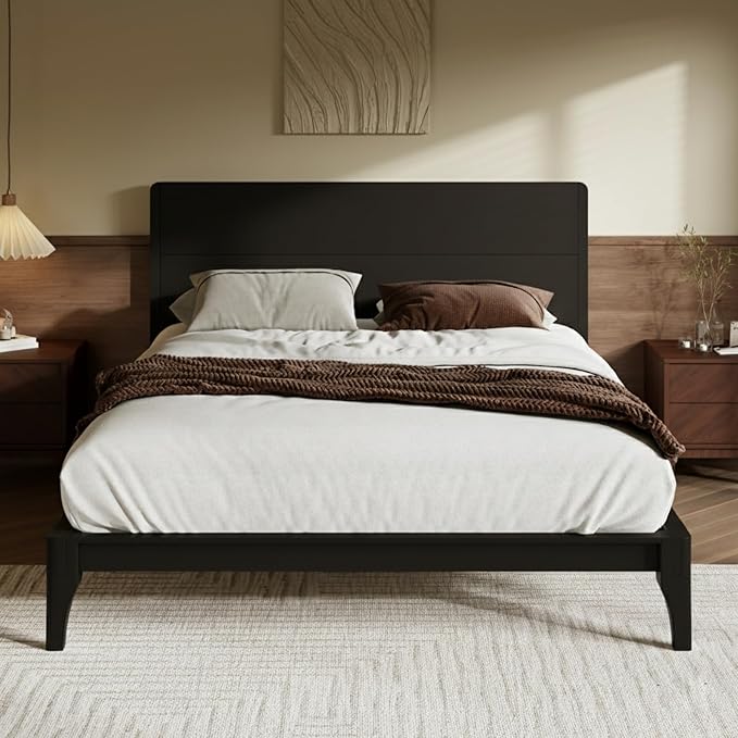 Merax King Size Bamboo Platform Bed, Mid-Century Modern Bed Frame - Image 5
