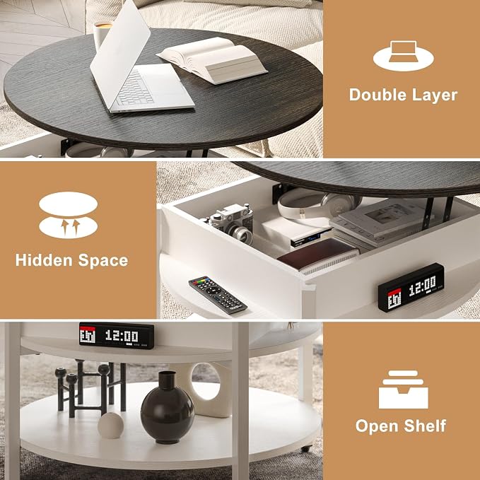 FABATO Round Lift Top Coffee Table - Image 5