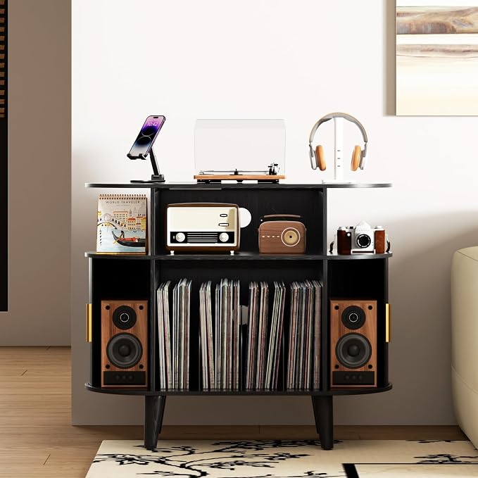 LUVIOHOME Large Round Record Player Stand - Image 2