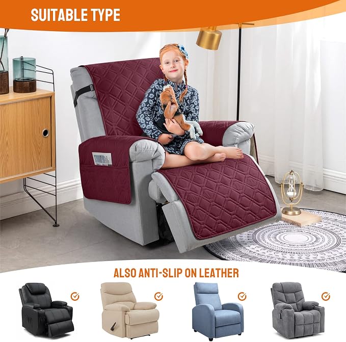 VANSOFY 100% Waterproof Recliner Chair Covers, Recliner Cover Non-Slip Dog - Image 5