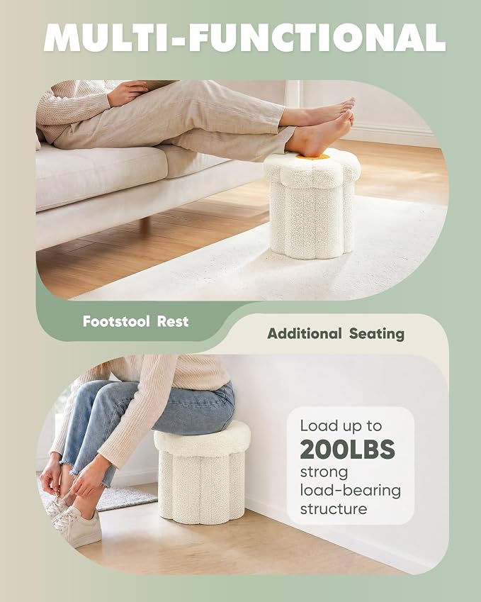 B FSOBEIIALEO Storage Ottoman Foldable, Sunflower Shaped Small Footrest - Image 5