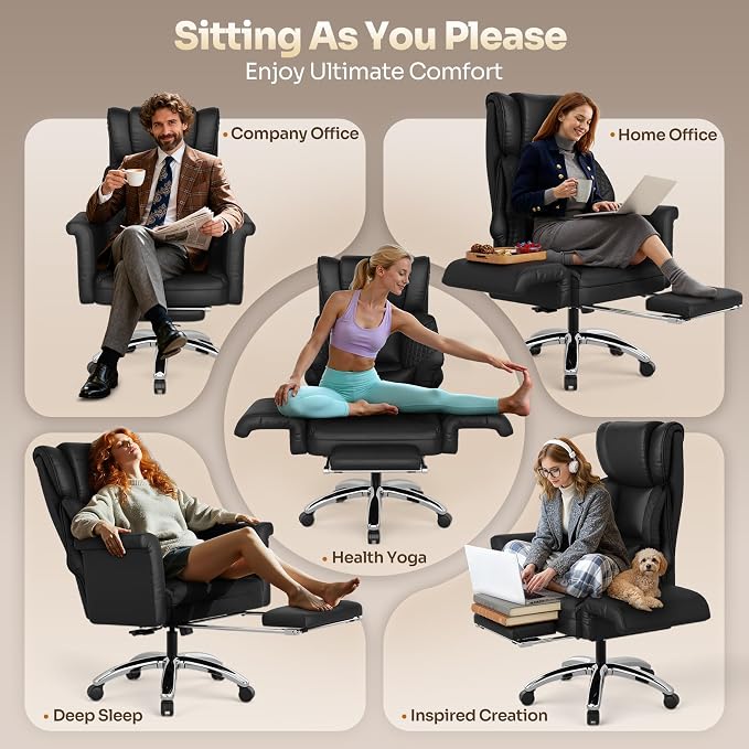 Ergonomic Office Chair with Footrest, Criss Cross Legged Desk Chair with - Image 4