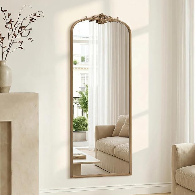 Besdomus Vintage Mirror Full Length: 21x56 French Gold Arched Full Body Mirror - Image 5