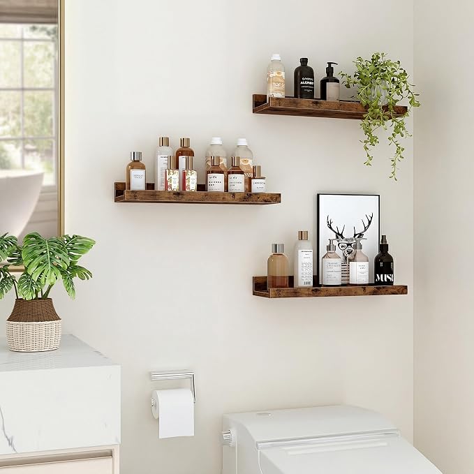 Floating Shelves for Wall, 16 inch Wood Floating Shelves Set of 2, Picture - Image 6