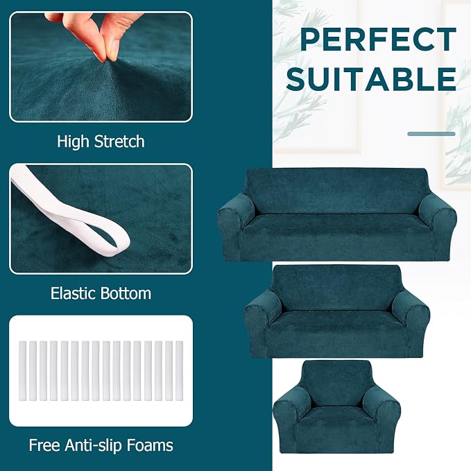 Peryiter 3 Pcs Couch and Loveseat Covers Set Sofa Cover - Image 3